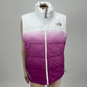 The North Face Women's Pink Ombre Down Vest 700 Fill Large Winter Puffer C4-12